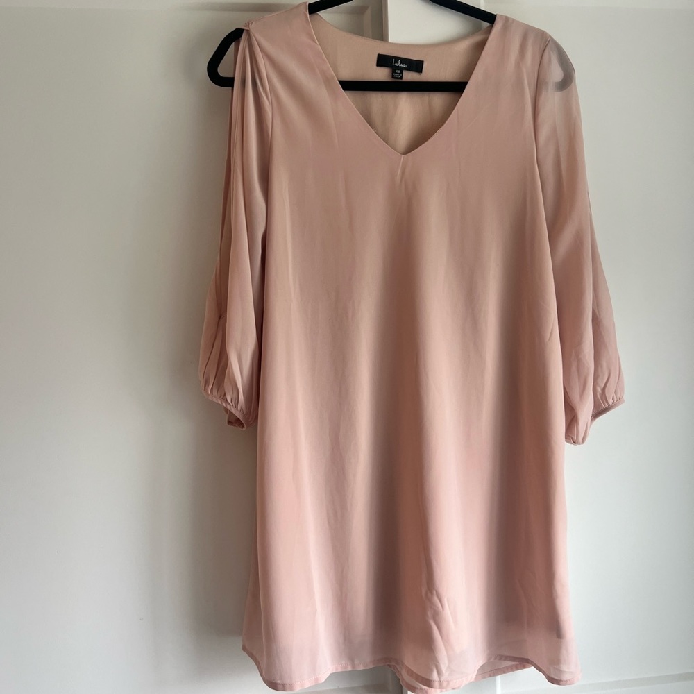 Lulu's Blush Pink Long Sleeve Shift Dress